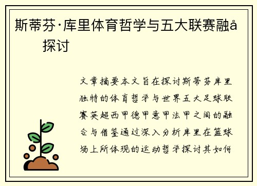 斯蒂芬·库里体育哲学与五大联赛融合探讨